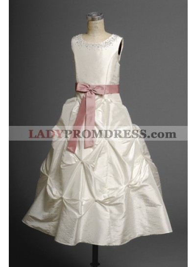 Charming Hot Sale A-line Taffeta White Sash Actual First Communion Dresses