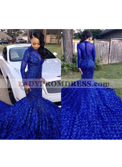 Long Sleeves Cheap High Neck mermaid 2023 Prom Dresses