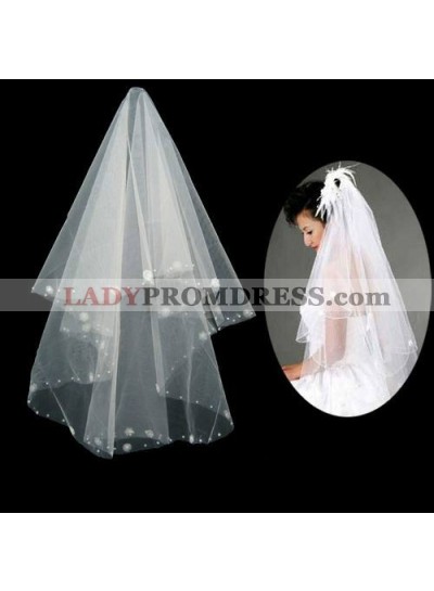 Elegant Elbow Wedding Veil With Embroidery Beading