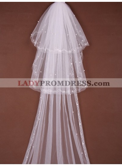 Great 3 Layer Cathedral With Beading Wedding Veil