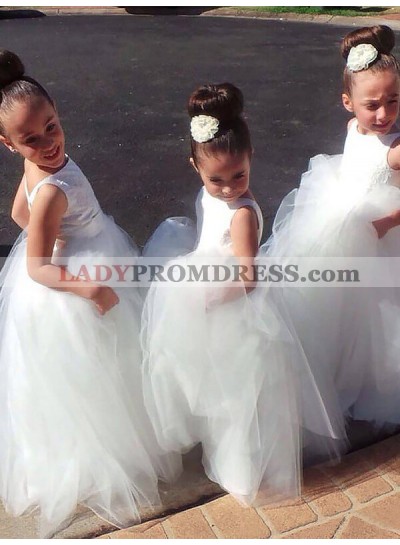 Ball Gown Jewel Sleeveless Floor-Length Tulle First Communion Dresses / Flower Girl Dresses