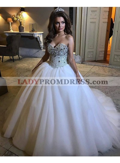 Princess Sweetheart Ivory Ball Gown Wedding Dresses
