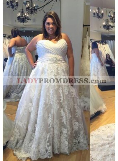 A Line Lace Sweetheart 2023 Cheap Plus Size Wedding Gown