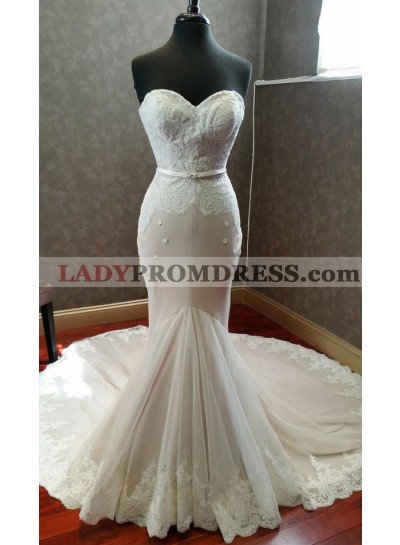 Mermaid Sweetheart Lace Long Train 2023 Wedding Dresses