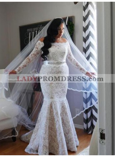 Mermaid Off The Shoulder Long Sleeves Lace Wedding Dresses 2023