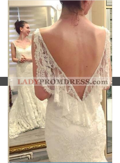 Sexy Backless Lace Sheath Sweetheart Wedding Dresses 2023