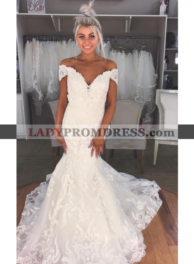 2023 Sexy Mermaid Off The Shoulder Sweetheart Lace Wedding Dresses