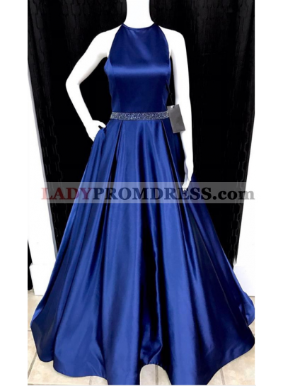 2023 Newly A-Line/Princess Satin Royal Blue Prom Dresses