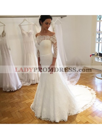 2023 Elegant Sheath Sweetheart Lace Long Sleeves Wedding Dresses