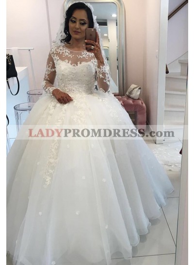 2023 Long Sleeves Organza Princess Ball Gown Wedding Dresses