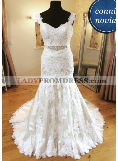 2023 Mermaid Ivory Lace Sweetheart Wedding Dresses With Straps