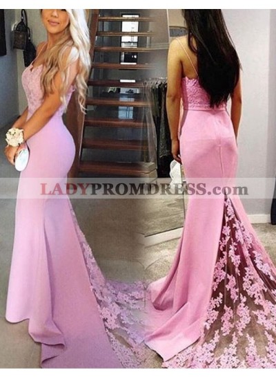 2023 Trumpet/Mermaid Pink Sexy Sweetheart Prom Dresses Lace