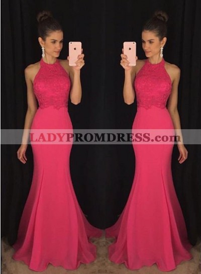 Sleeveless Halter Mermaid/Trumpet Chiffon Prom Dresses