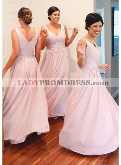 Chiffon Long/Floor-Length A-Line/Princess Sleeveless Sweetheart Zipper Bridesmaid Dresses / Gowns