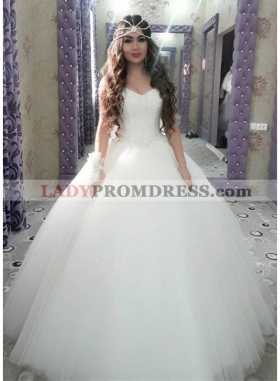 2023 Cheap Sweetheart Tulle With Beaded Ball Gown Wedding Dresses