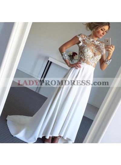 A Line High Low Satin See Through 2023 Wedding Dresses
