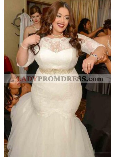 2023 Mermaid Long Sleeves Lace Plus Size Wedding Dresses