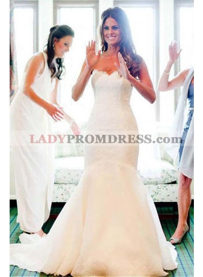 2023 Elegant Mermaid Sweetheart Lace Wedding Dresses With Small Train