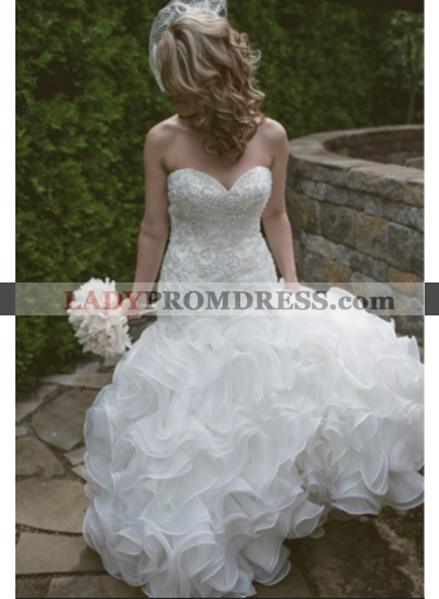 Sexy Mermaid Sweetheart Tulle Layers Beaded Wedding Dresses 2023