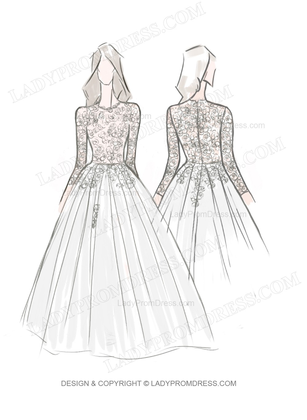 2024 Newest A Line Long Sleeves Tulle Wedding Dresses With Appliques