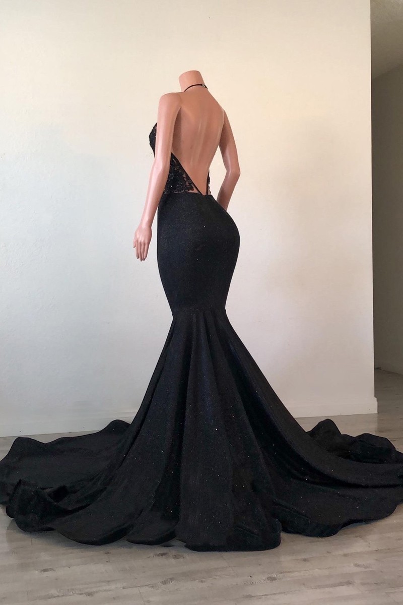 Black V-neck Mermaid Prom Dresses 2023