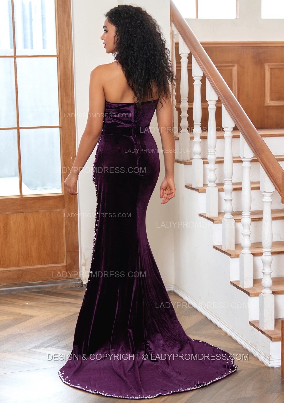 red velvet homecoming dresses with sash,DS4849 main image 0