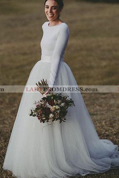 long sleeve tulle wedding dress