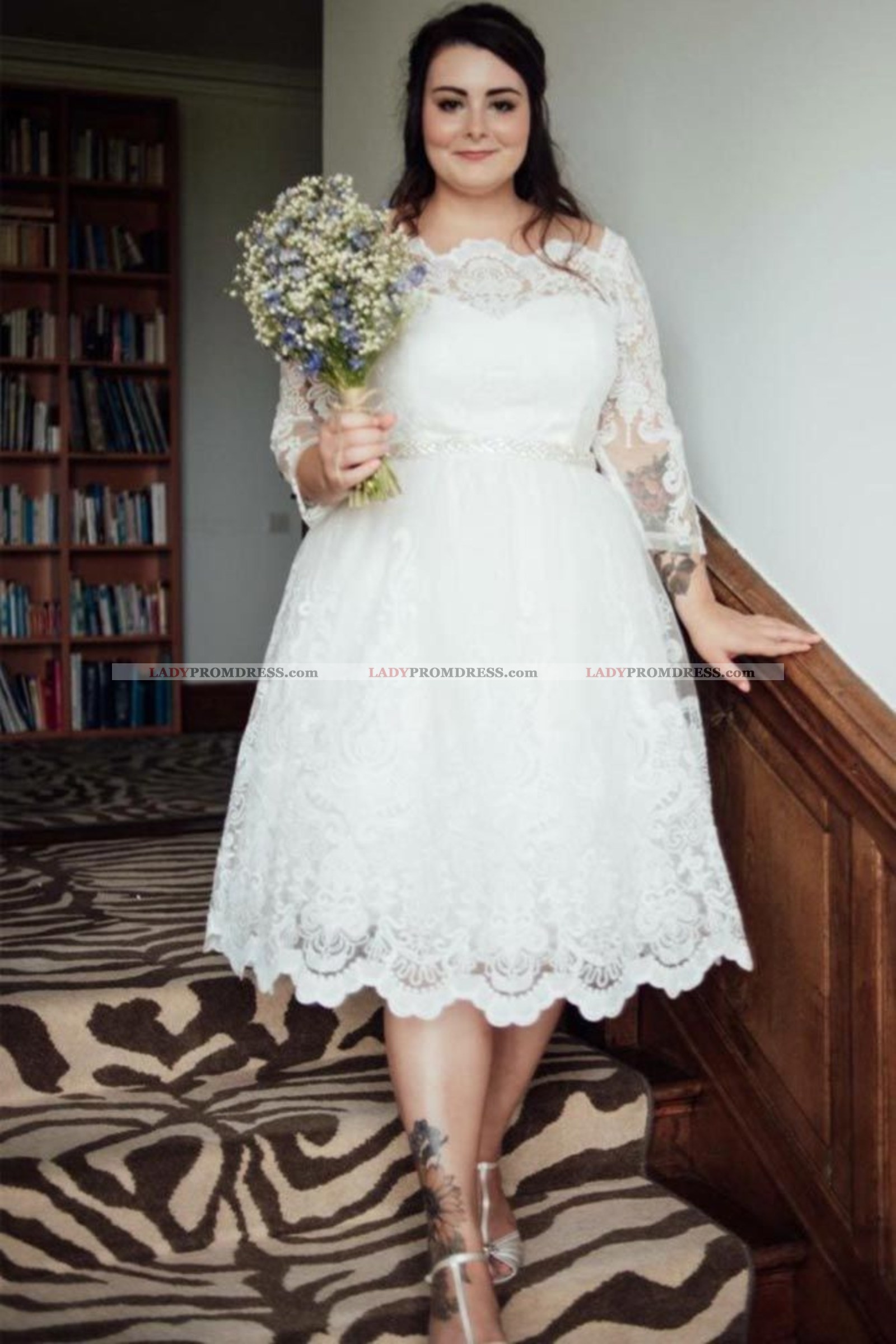 plus size white tea length dress