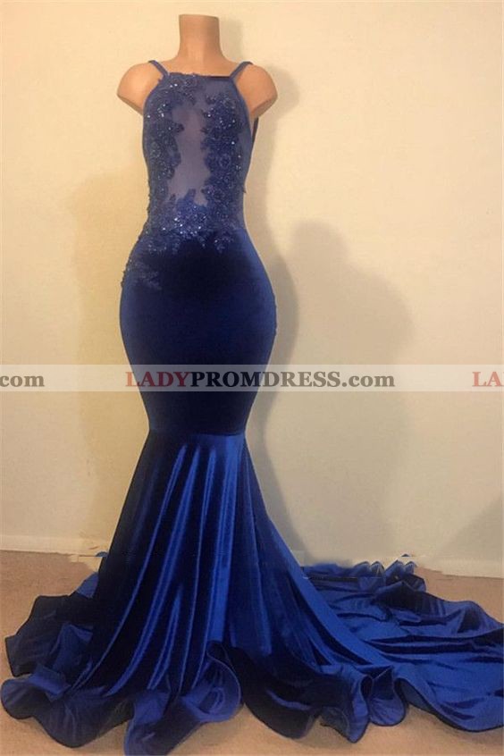 blue velvet mermaid dress