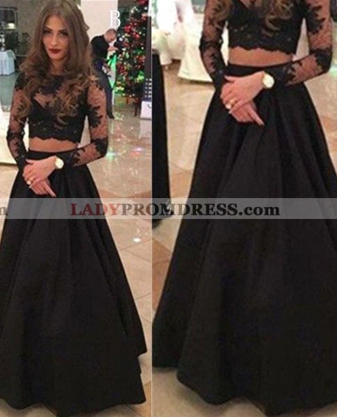 black long sleeve gown dress