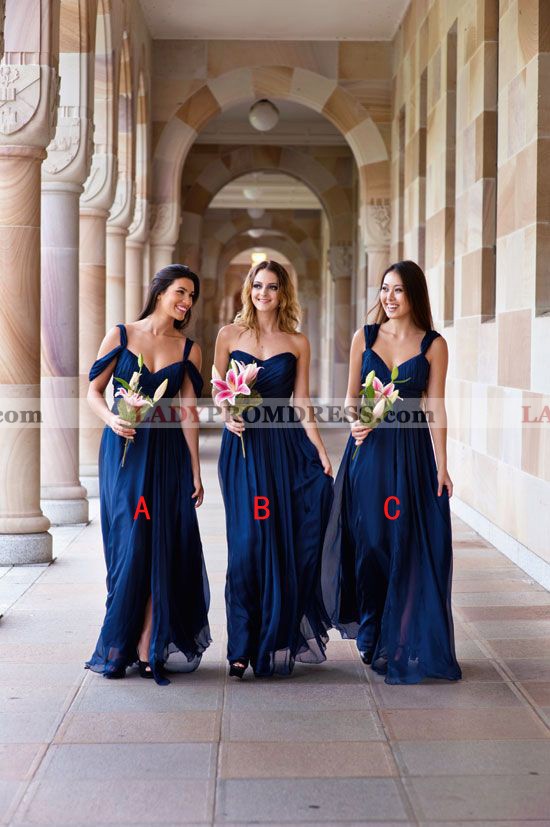 navy floor length bridesmaid dresses
