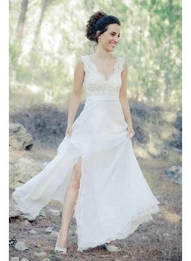 Classic A Line Side Slit Lace Sweetheart Floor Length Outdoor Wedding Dresses 2022