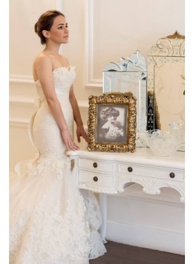 2022 Elegant Mermaid/Trumpet Sweetheart Bowknot Pleated Lace Wedding Dresses / Bridal Gowns