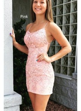 2022 Pink Sheath Halter Corset Backless Appliques Short Homecoming Dresses