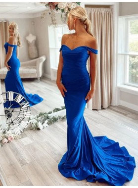 Trumpet/Mermaid Stain Off the Shoulder Sweep/Brush Train Prom Dresses