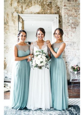 A Line Tulle Blue Sweetheart 2022 Bridesmaid Dresses
