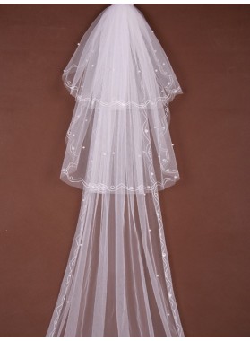Great 3 Layer Cathedral With Beading Wedding Veil