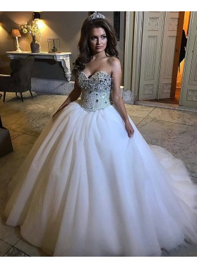 Princess Sweetheart White Ball Gown Wedding Dresses