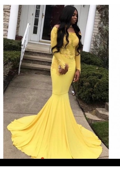 mermaid yellow prom dresses
