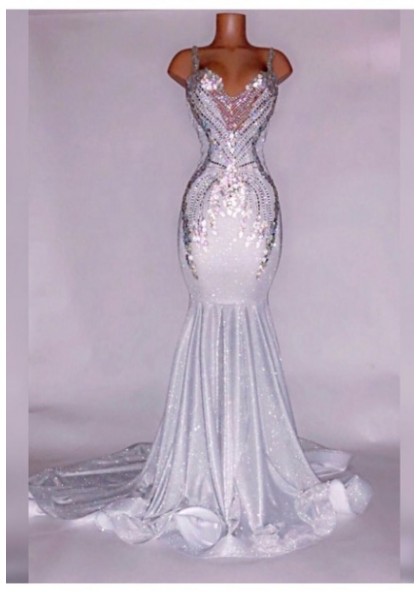 silver mermaid prom dress