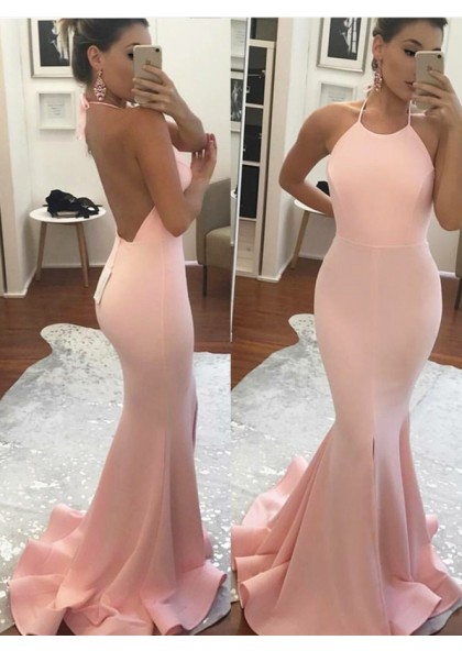 pink long mermaid prom dresses