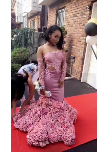 rose train prom dress