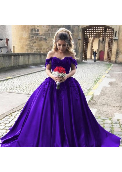 satin sweetheart ball gown with button back