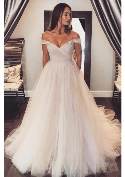 a line off the shoulder bridesmaid dress
