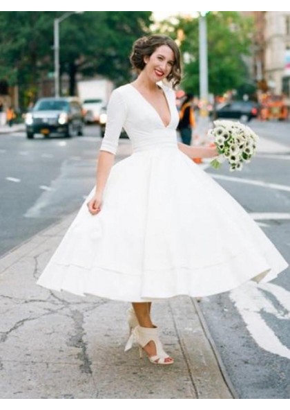 white t length dress