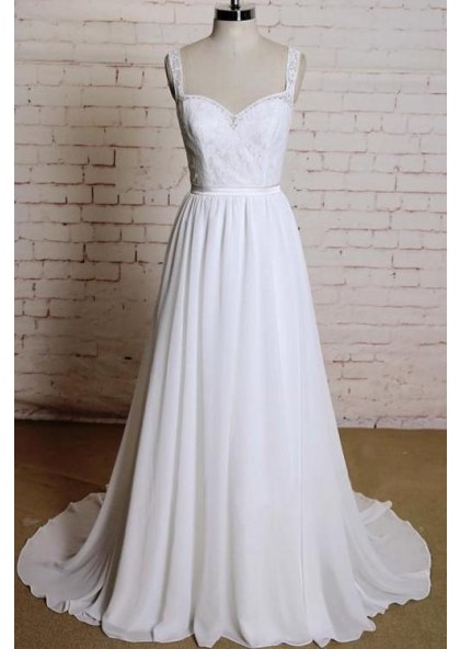 New Arrival Chiffon A Line Sweetheart Lace Backless 2023 Beach Wedding ...