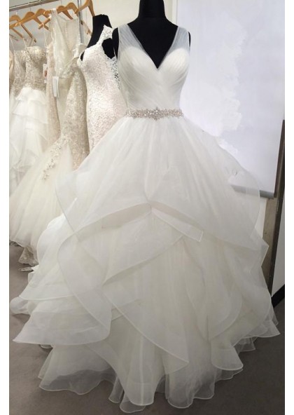 pleated ball gown wedding dress