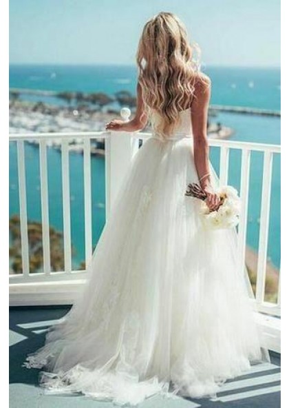 sweetheart spaghetti strap wedding dress