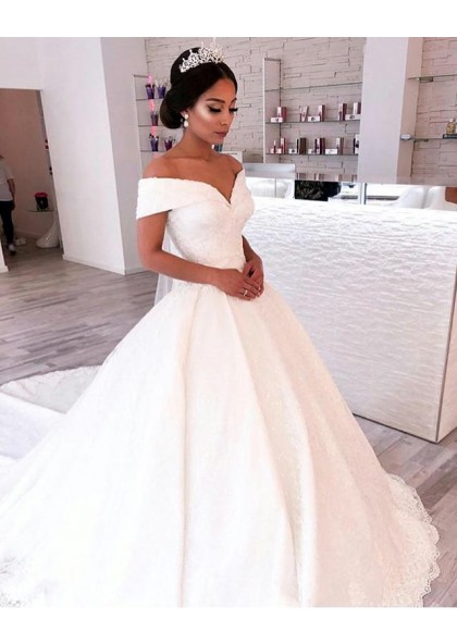 off the shoulder wedding dress