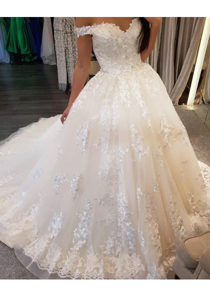 off shoulder sweetheart wedding dress